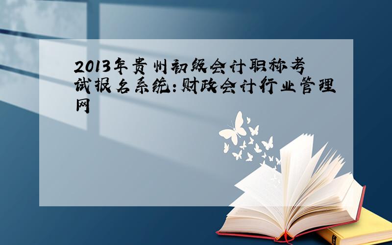 2013年贵州初级会计职称考试报名系统：财政会计行业管理网