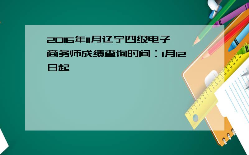 2016年11月辽宁四级电子商务师成绩查询时间：1月12日起