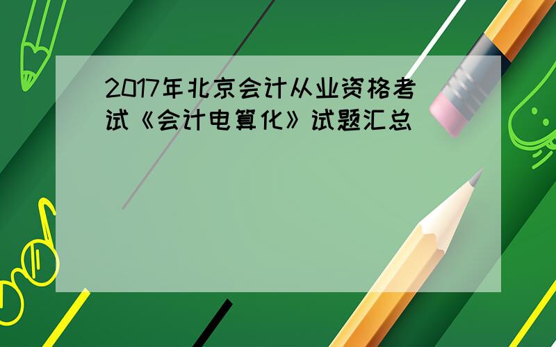 2017年北京会计从业资格考试《会计电算化》试题汇总