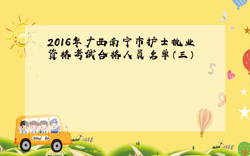 2016年广西南宁市护士执业资格考试合格人员名单（三）