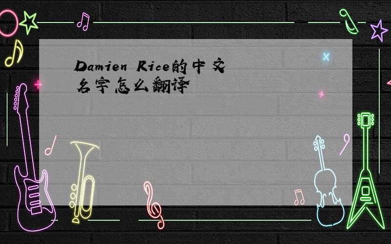 Damien Rice的中文名字怎么翻译