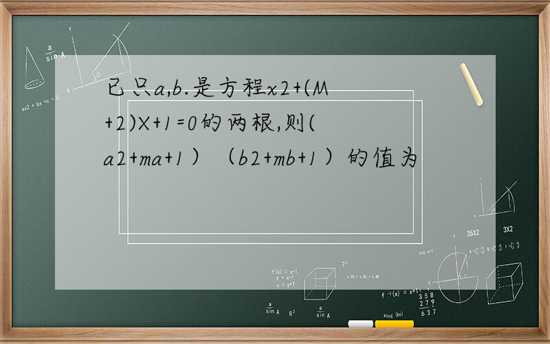 已只a,b.是方程x2+(M+2)X+1=0的两根,则(a2+ma+1）（b2+mb+1）的值为
