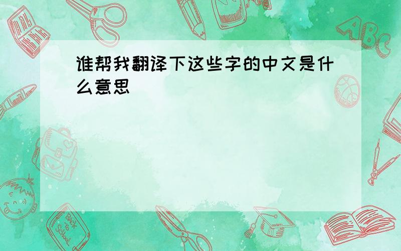 谁帮我翻译下这些字的中文是什么意思