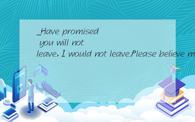 _Have promised you will not leave,I would not leave.Please believe me___
