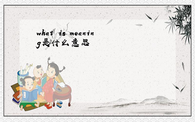 what is meaning是什么意思