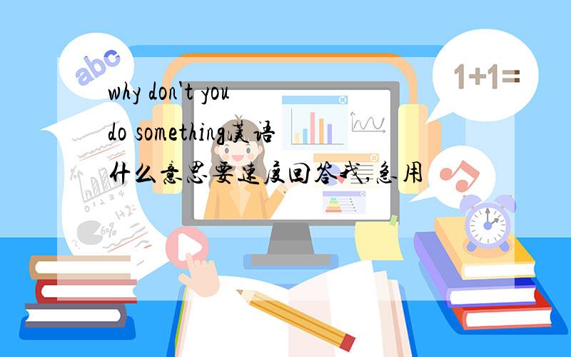 why don't you do something汉语什么意思要速度回答我,急用