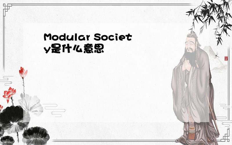 Modular Society是什么意思