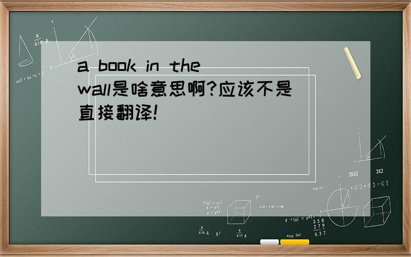 a book in the wall是啥意思啊?应该不是直接翻译!