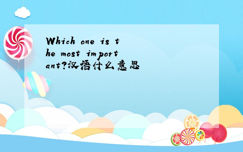 Which one is the most important?汉语什么意思