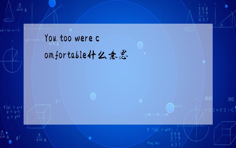 You too were comfortable什么意思