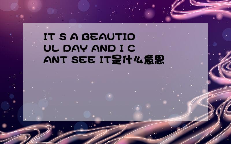 IT S A BEAUTIDUL DAY AND I CANT SEE IT是什么意思