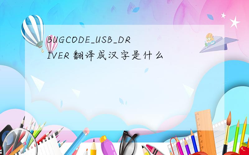 BUGCODE_USB_DRIVER 翻译成汉字是什么