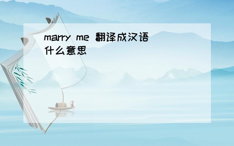 marry me 翻译成汉语什么意思