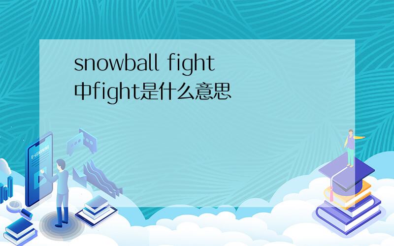 snowball fight中fight是什么意思