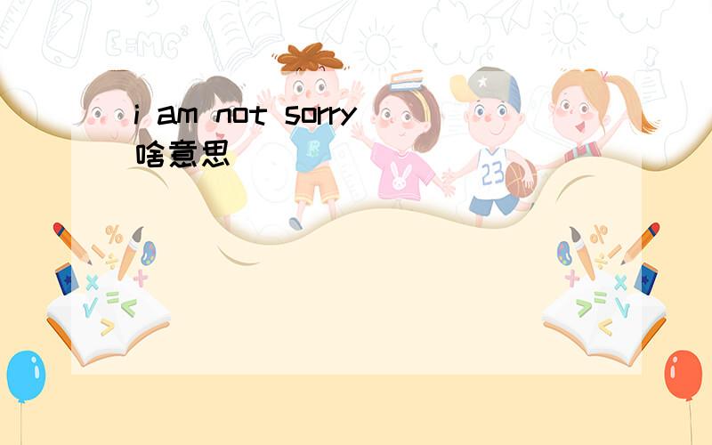 i am not sorry啥意思