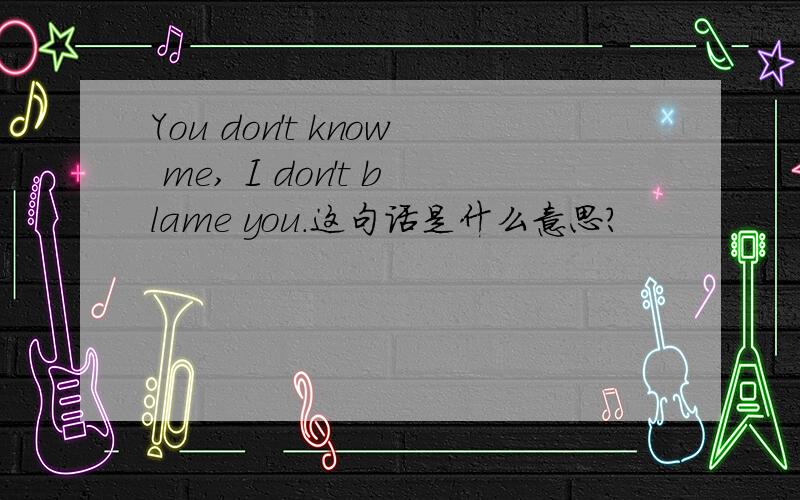 You don't know me, I don't blame you.这句话是什么意思?