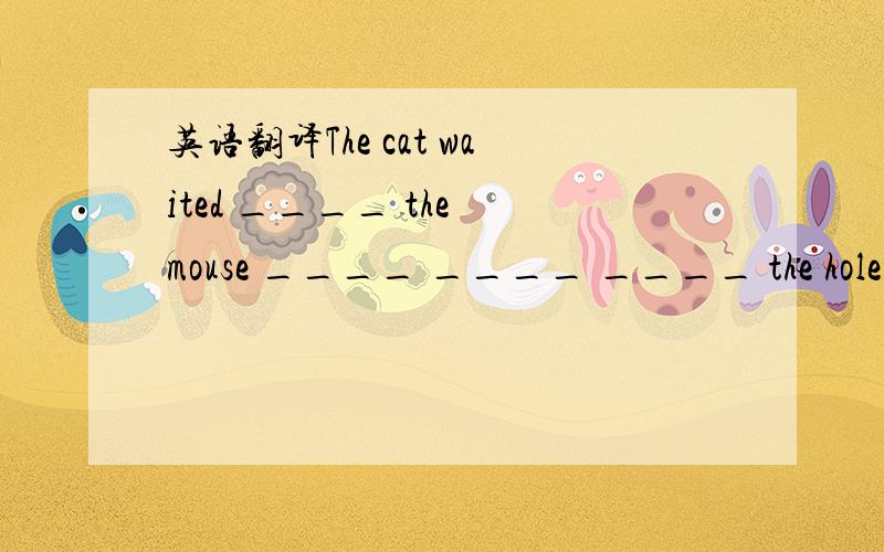 英语翻译The cat waited ____ the mouse ____ ____ ____ the hole.