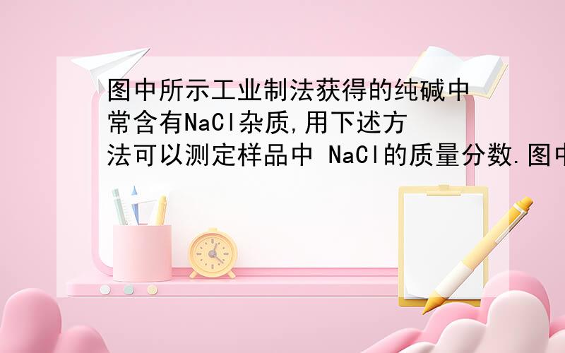 图中所示工业制法获得的纯碱中常含有NaCl杂质,用下述方法可以测定样品中 NaCl的质量分数.图中所示工业制法获得的纯碱中常含有NaCl杂质,用下述方法可以测定样品中NaCl的质量分数.样品中NaCl