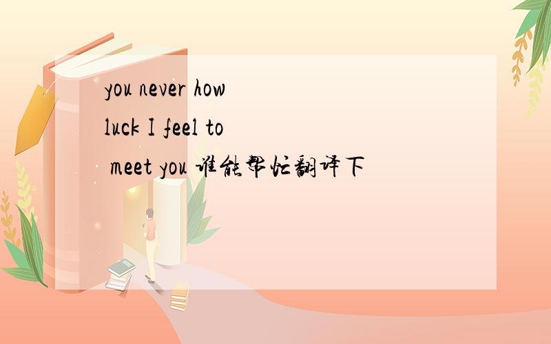 you never how luck I feel to meet you 谁能帮忙翻译下