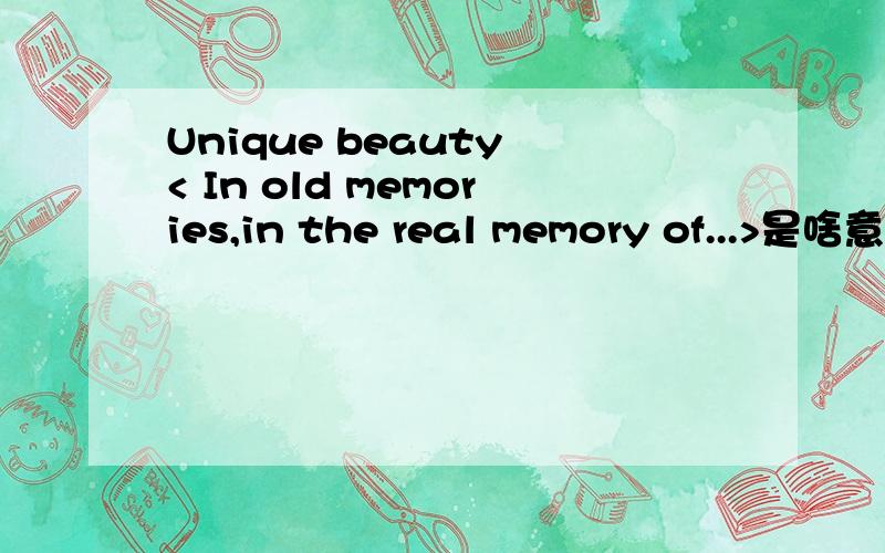 Unique beauty < In old memories,in the real memory of...>是啥意思?