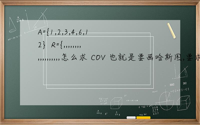A={1,2,3,4,6,12} R={,,,,,,,,,,,,,,,,,,怎么求 COV 也就是要画哈斯图,要求出COV A ,谁告诉我这个盖住怎么求,