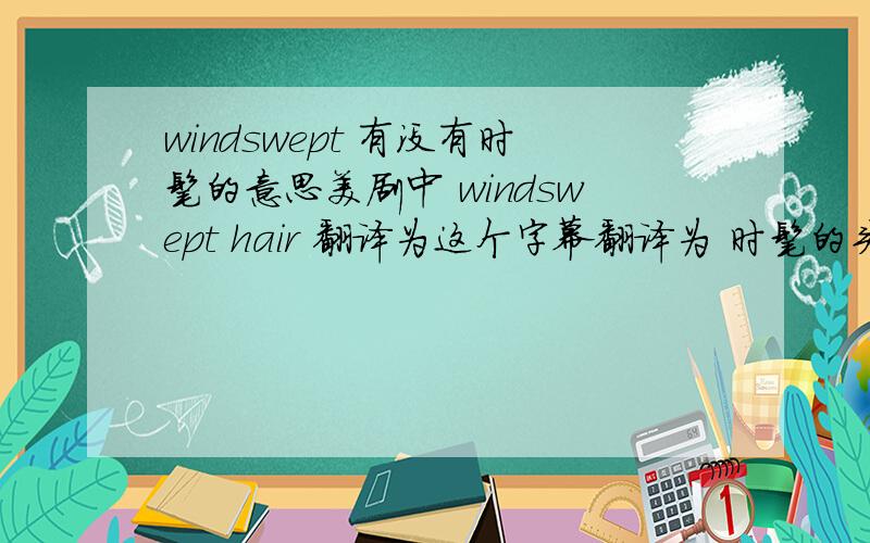 windswept 有没有时髦的意思美剧中 windswept hair 翻译为这个字幕翻译为 时髦的头发 因为前面讲到~时尚的衣服 什么的
