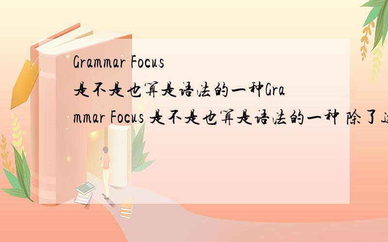 Grammar Focus 是不是也算是语法的一种Grammar Focus 是不是也算是语法的一种 除了这个以外还有什么,,