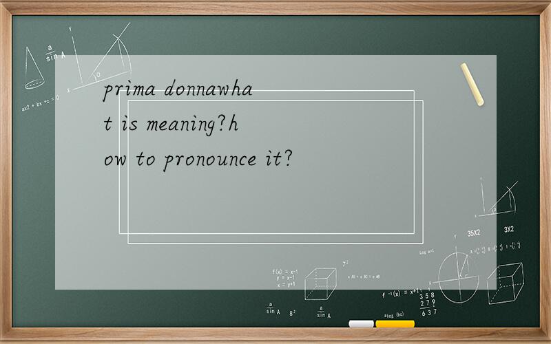 prima donnawhat is meaning?how to pronounce it?