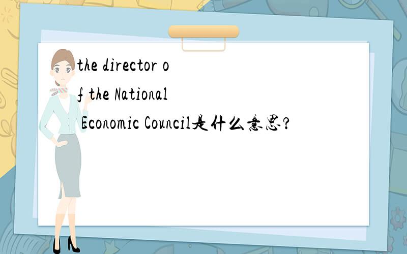 the director of the National Economic Council是什么意思?