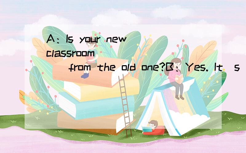 A：Is your new classroom_______from the old one?B：Yes. It`s bigger_____the old one. A:The new one________eight windows, but the old one____only four. And the windows in the new classroom are bigger_______the old one`s.填空