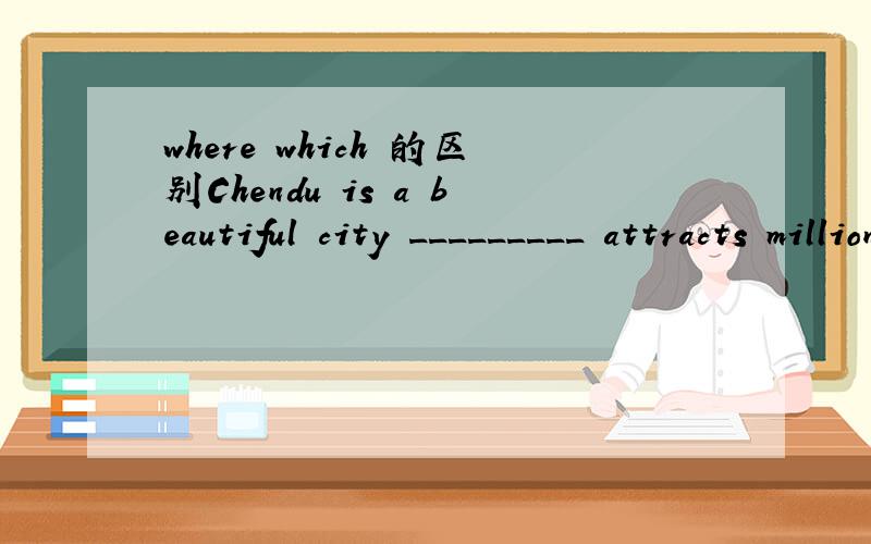 where which 的区别Chendu is a beautiful city _________ attracts millions of tourists each year中为什么填which而不是where?