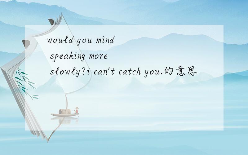 would you mind speaking more slowly?i can't catch you.的意思