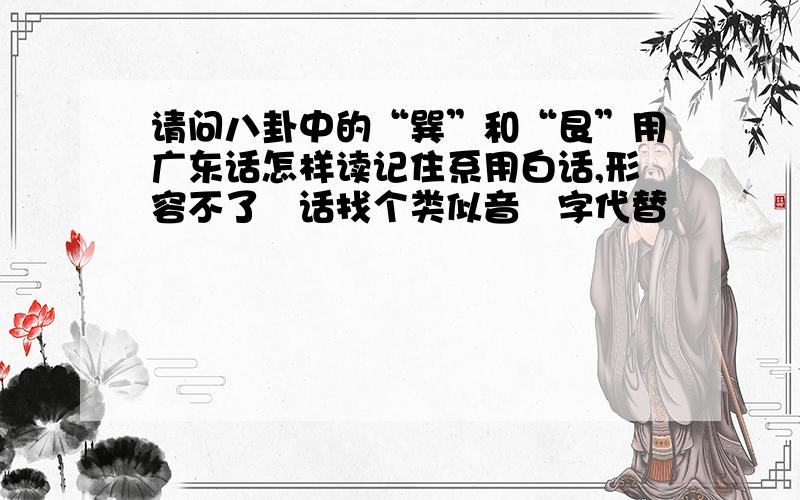 请问八卦中的“巽”和“艮”用广东话怎样读记住系用白话,形容不了嘅话找个类似音嘅字代替