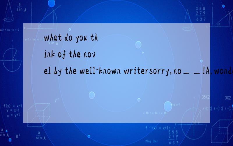 what do you think of the novel by the well-known writersorry,no__!A.wonder B .doubt C .comment D .point to