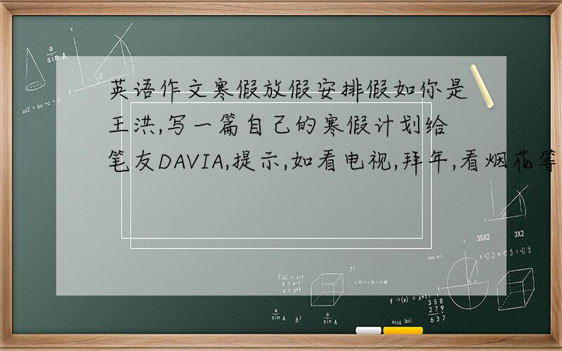 英语作文寒假放假安排假如你是王洪,写一篇自己的寒假计划给笔友DAVIA,提示,如看电视,拜年,看烟花等等