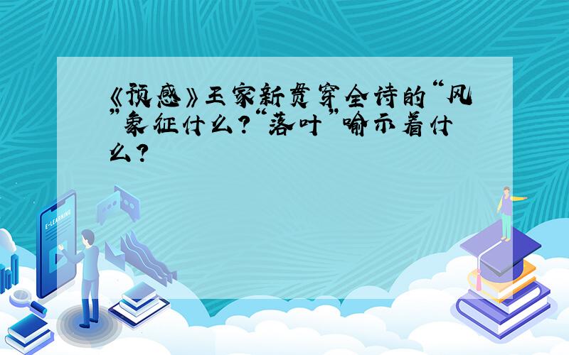 《预感》王家新贯穿全诗的“风”象征什么?“落叶”喻示着什么?