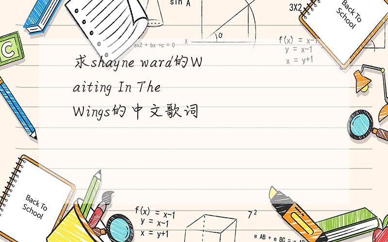 求shayne ward的Waiting In The Wings的中文歌词