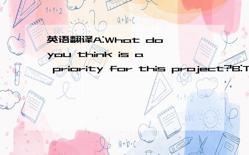 英语翻译A:What do you think is a priority for this project?B:To be cost effective.A:I think you’re absolutely right.