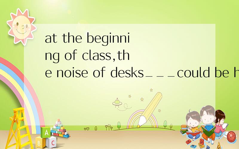 at the beginning of class,the noise of desks___could be heard ?A opened and cloded     B to be  opened and  closed    C being opend and closed答案是C  谁帮忙解释一下?谢谢啦!