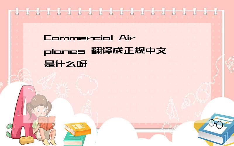 Commercial Airplanes 翻译成正规中文是什么呀