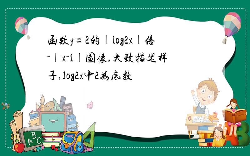 函数y=2的|log2x|倍-|x-1|图像,大致描述样子,log2x中2为底数