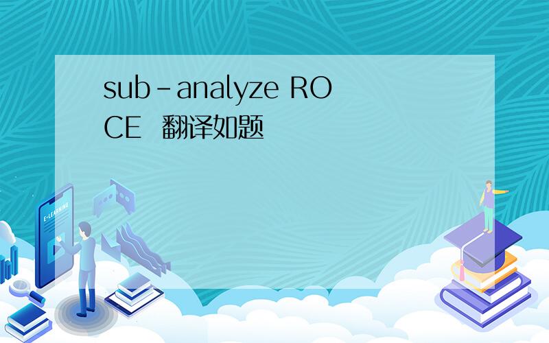 sub-analyze ROCE  翻译如题