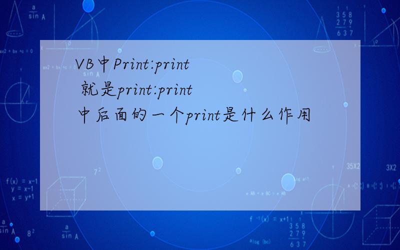 VB中Print:print 就是print:print中后面的一个print是什么作用