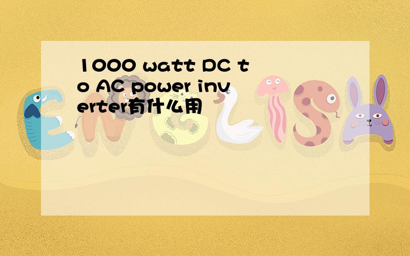 1000 watt DC to AC power inverter有什么用