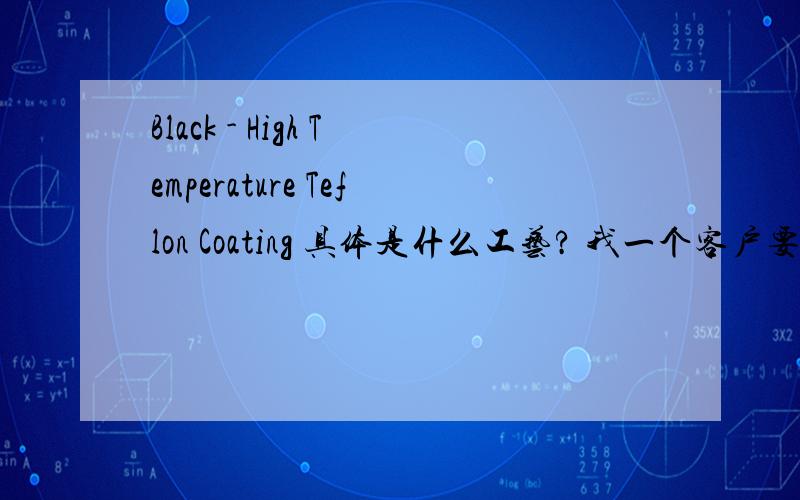 Black - High Temperature Teflon Coating 具体是什么工艺? 我一个客户要求在铝制品上做这种表面处理这种表面效果难控制码?