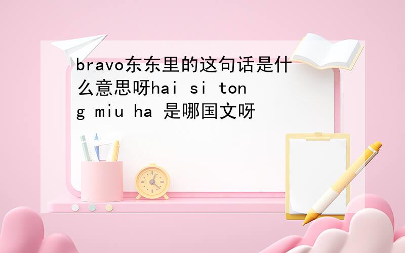 bravo东东里的这句话是什么意思呀hai si tong miu ha 是哪国文呀