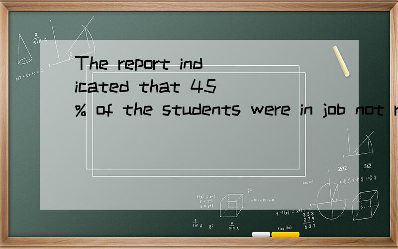 The report indicated that 45% of the students were in job not requiring specific qualification.requiring在这里做什么成分?句子该如何理解?