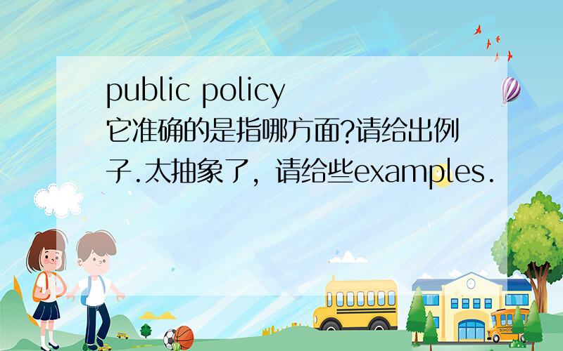 public policy 它准确的是指哪方面?请给出例子.太抽象了，请给些examples.