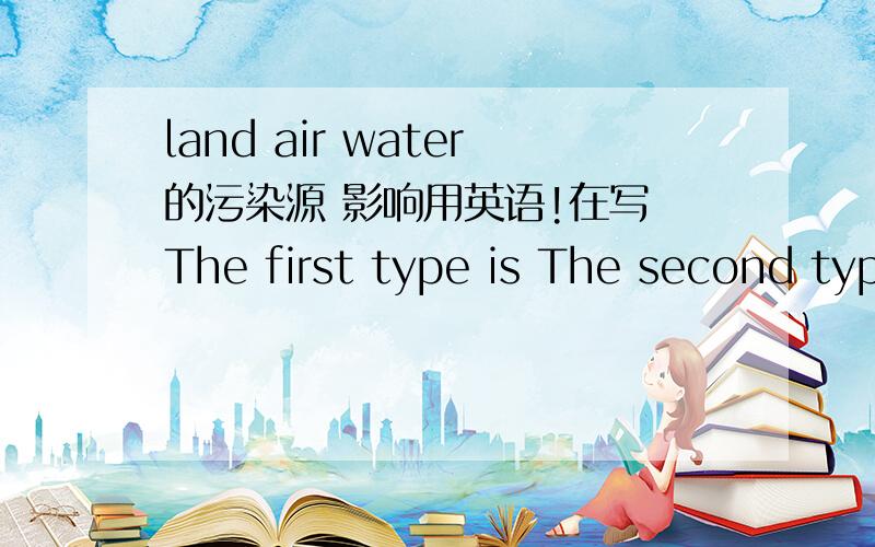 land air water的污染源 影响用英语!在写 The first type is The second type is The third type is My suggestion to help reduce pollution is