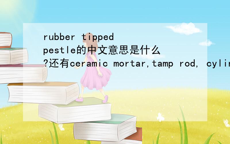 rubber tipped pestle的中文意思是什么?还有ceramic mortar,tamp rod, cylinder stripping tool, vacuum pump的中文意思.